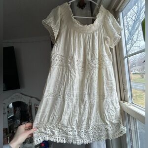 American Eagle Outfitters Cream Lace Dress